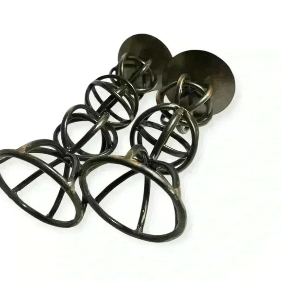 Modern Metal Orb Candle Holders Set of 2 - Rustic Black Finish - Picture 5 of 6